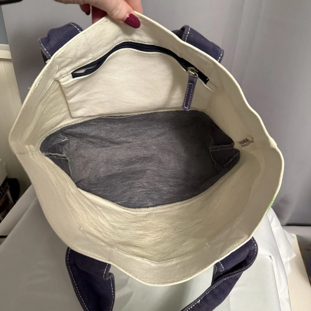 Pottery Barn Kids Turtle Preppy Icon Tote Bag Beige Navy Blue Purse Travel